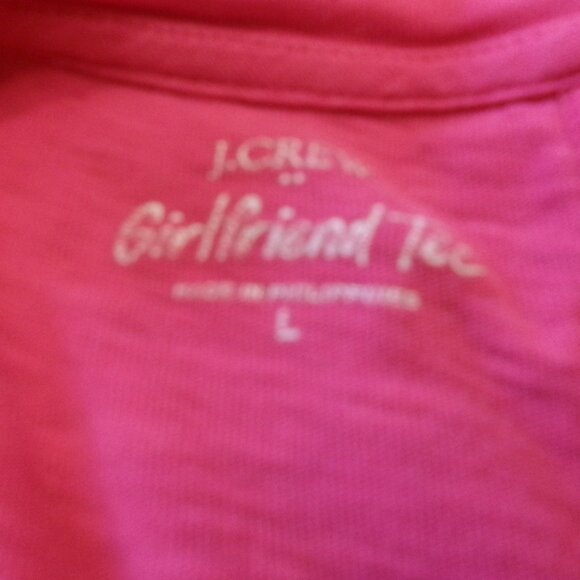 J.Crew Factory hot pink Barbiecore long-sleeve girlfriend tee top, l (fits xl) - Picture 2 of 3